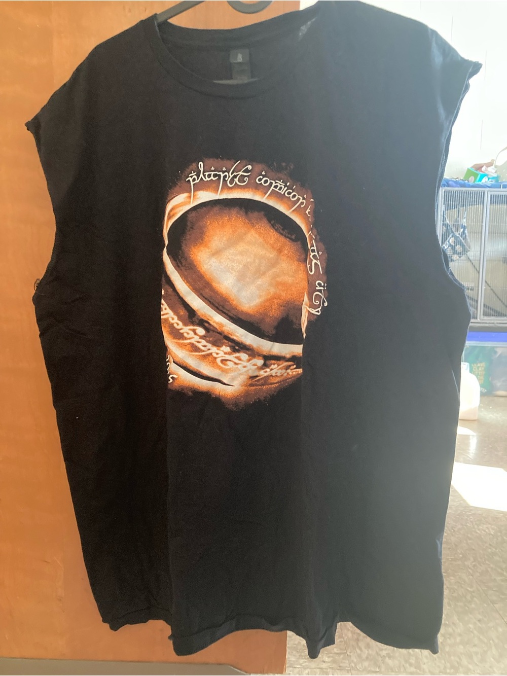 Gildan Black Short Sleeve Tee with Orange Ring Graphic